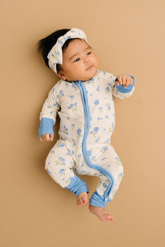 Blue Blooms bamboo sleeper (bow not included)