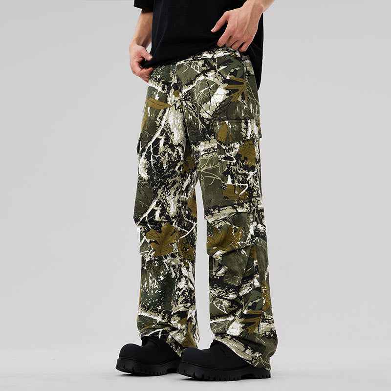 Men's American Camouflage Cargo Pants – High-Waist Cotton Trousers