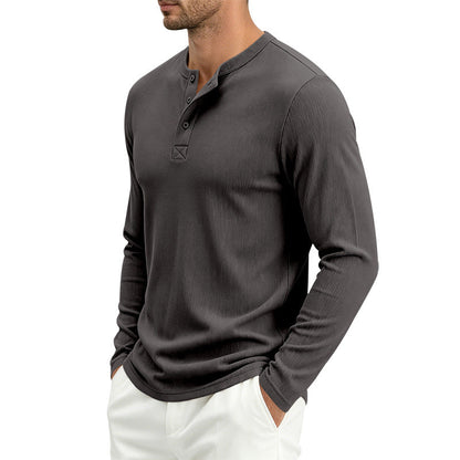 Men's Ribbed Long-Sleeve Loose Fit T-Shirt