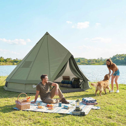 4-6 Person Teepee Tent with Stove Jack – 4-Season Hot Tent