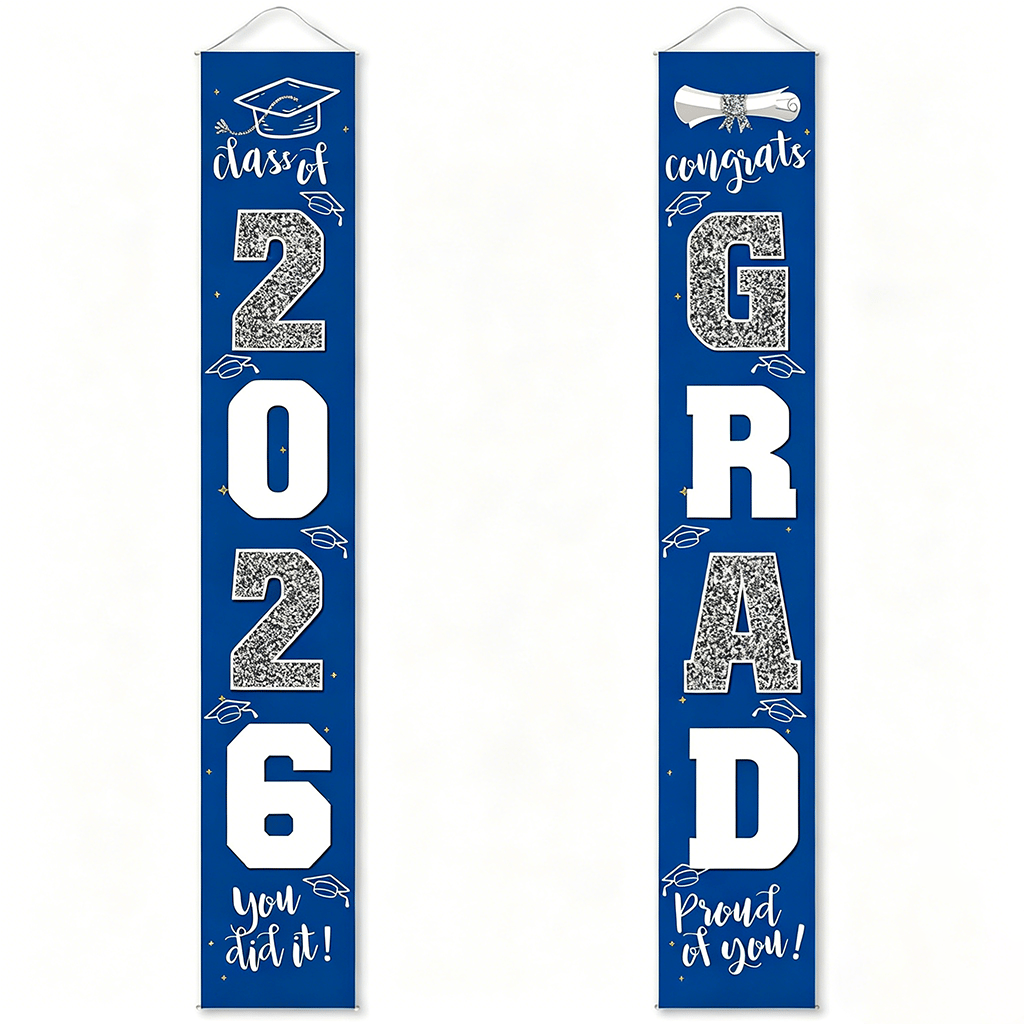 üéìClass of 2026 Graduation Banner 11.8" x 70.87" | Congrats Grad Front Door Porch Decor for Graduation Party (‚ú®Set of 2)