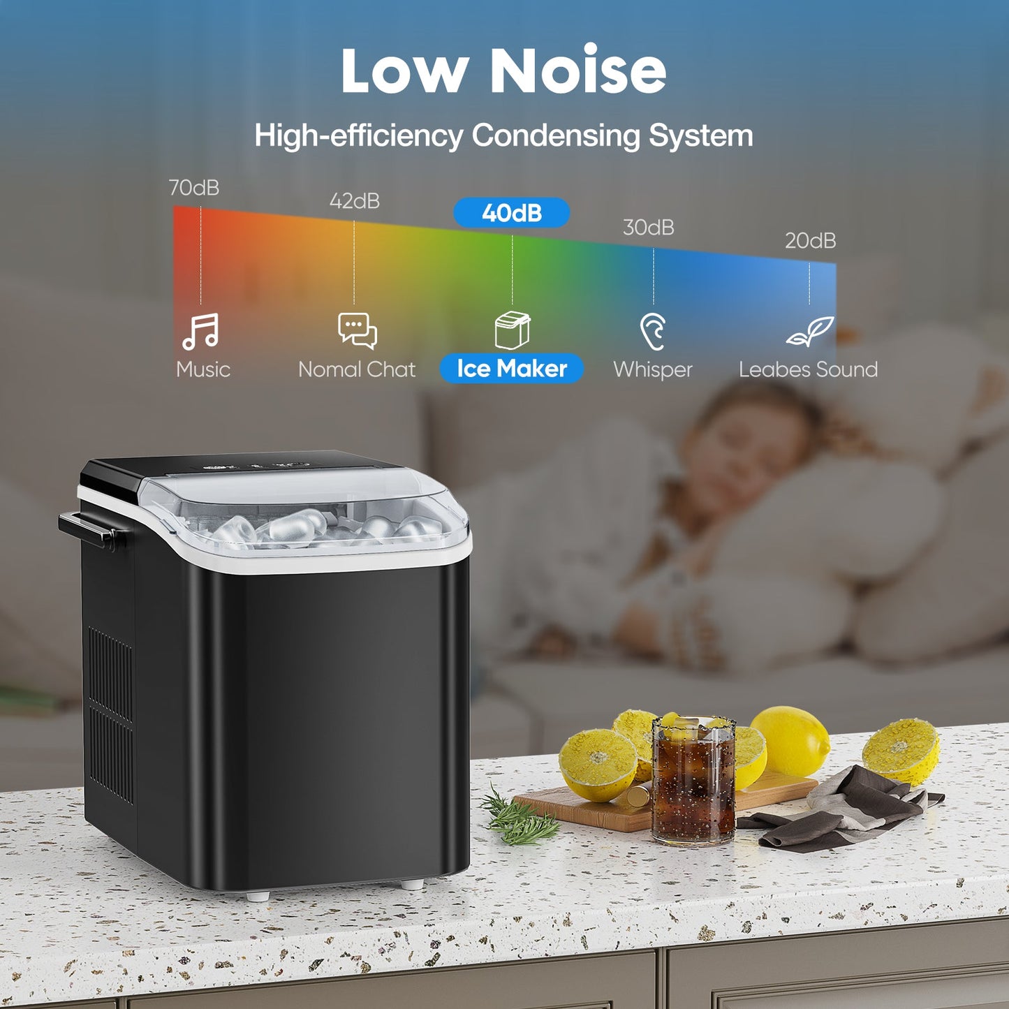 Portable Countertop Ice Maker | 26 lbs/Day, 2 Ice Sizes, Self-Cleaning