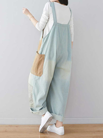 Light Wsh Denim Overalls with Adjustable Straps | Eva Trends