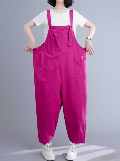 Plain Cotton Salopette Dress - Comfort & Style | Eva Trends