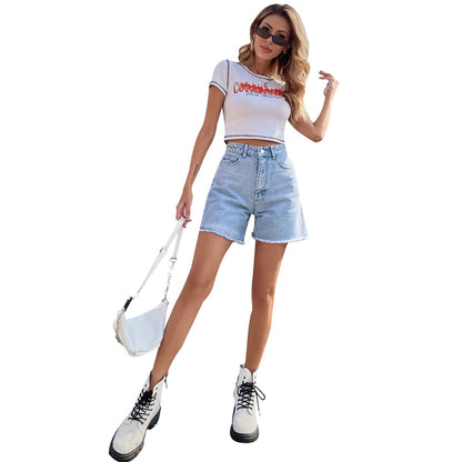 High Waist Loose Women's Denim Shorts – 12 Colors, XS to XL