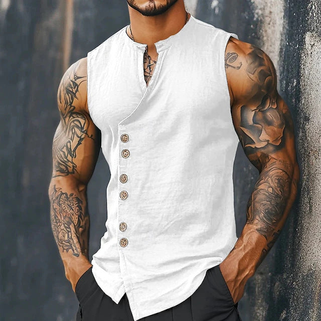 Women's Relaxed Fit Linen Sleeveless Vest