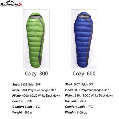 Ultralight White Duck Down Sleeping Bag – Comfort Rated to 5°C / 41°F