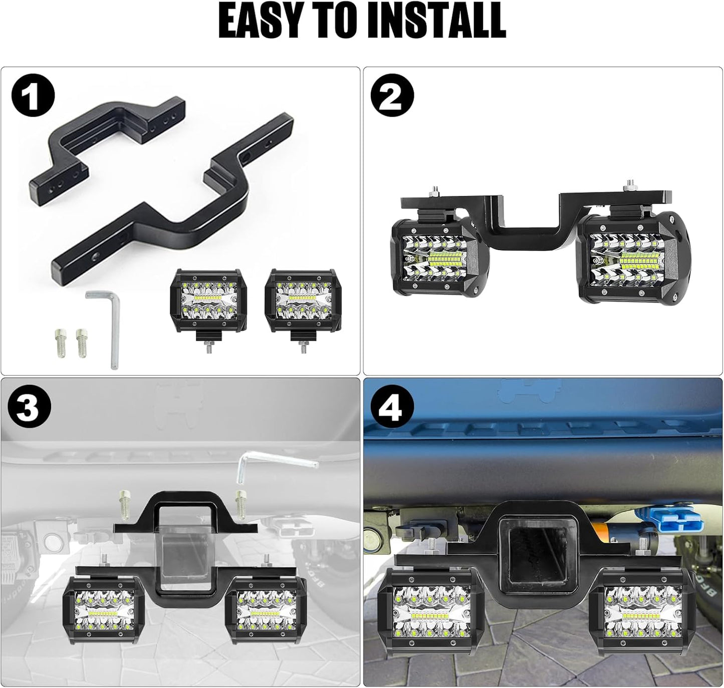 Dailyardtool¬Æ 2pcs 4 Inch LED Pods with Tow Hitch Mounting Brackets