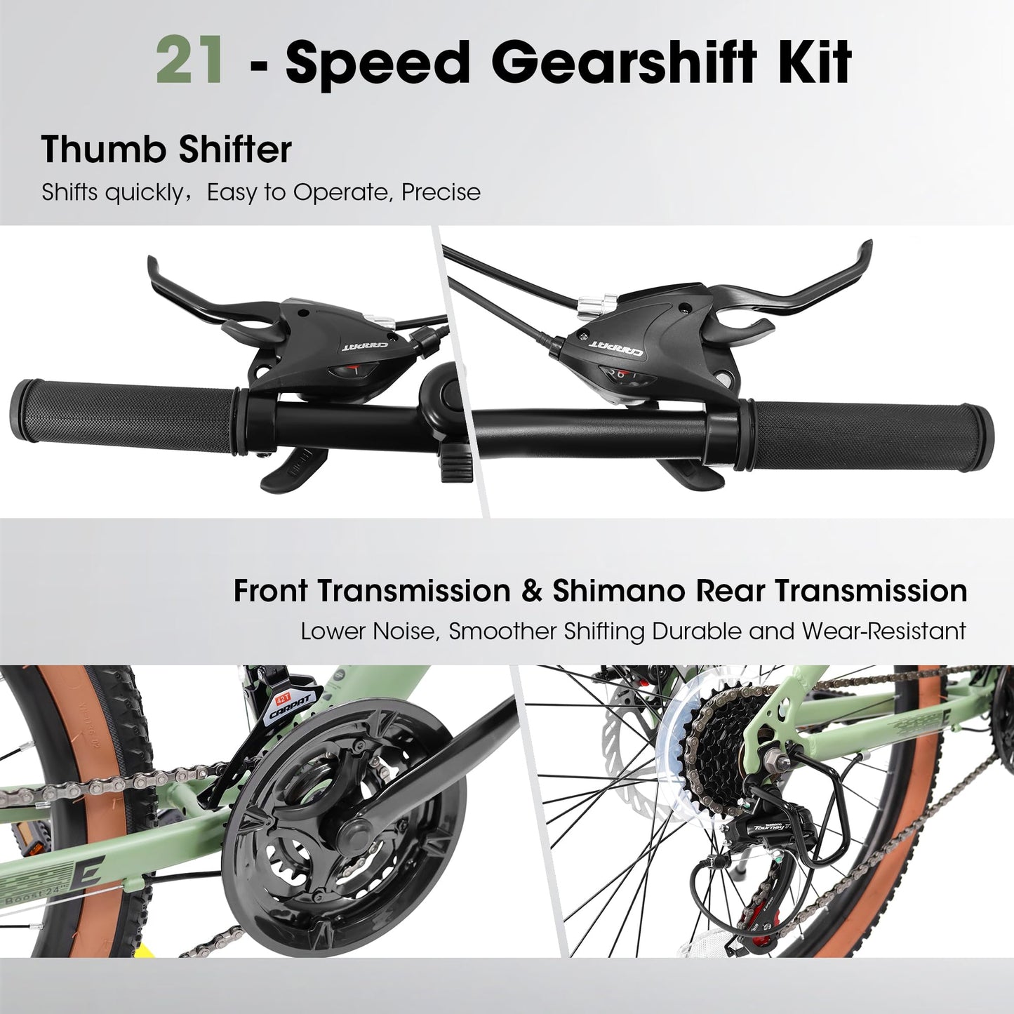 24" Teen Mountain Bike | 21-Speed, Disc Brakes, Front Suspension & Brown Edge Tires