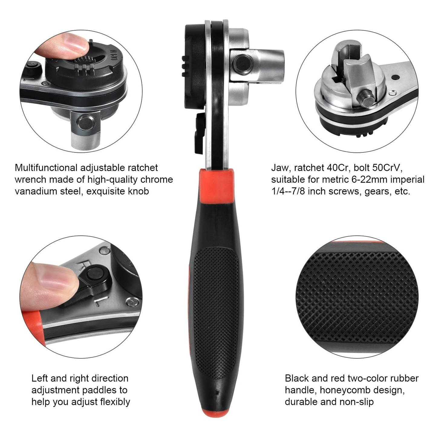 Dailyardtool¬Æ Adjustable Ratchet Wrench Kit for 6-22mm Screw