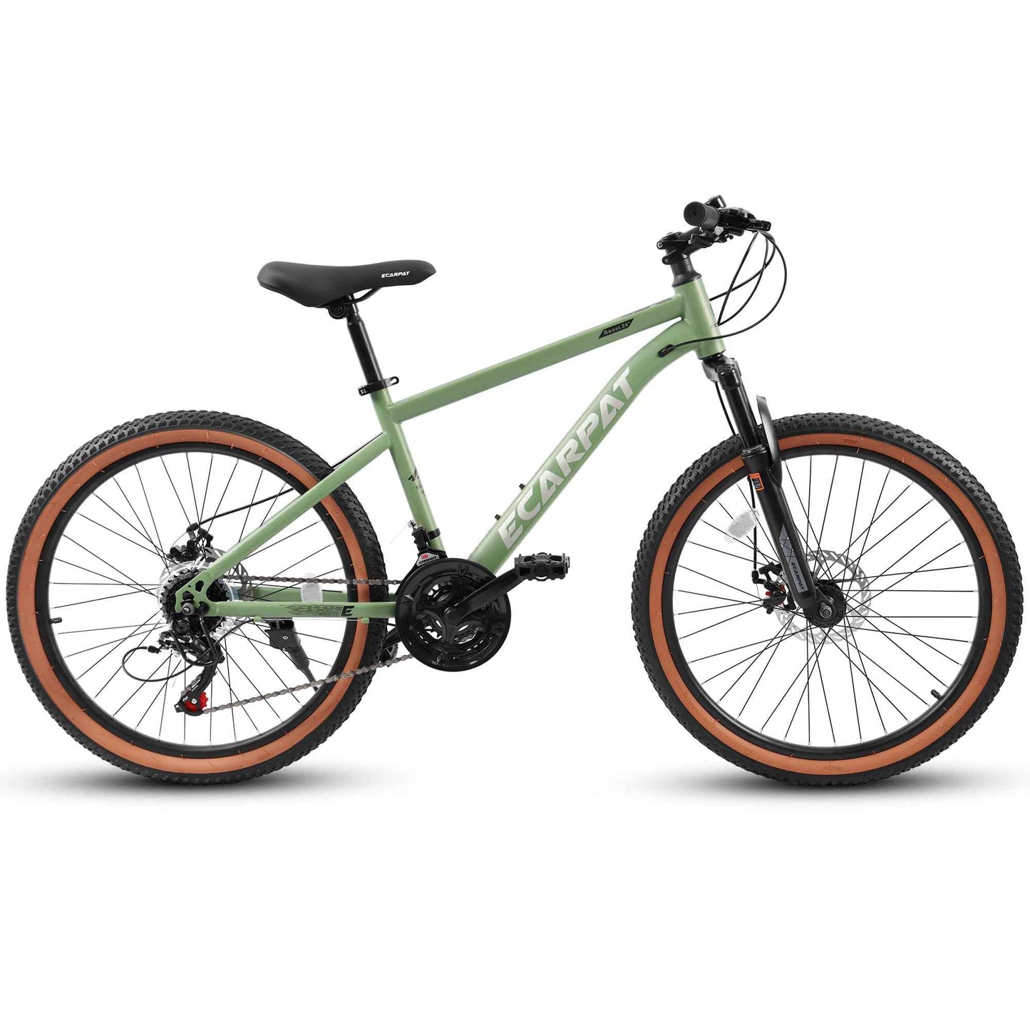 24" Teen Mountain Bike | 21-Speed, Disc Brakes, Front Suspension & Brown Edge Tires