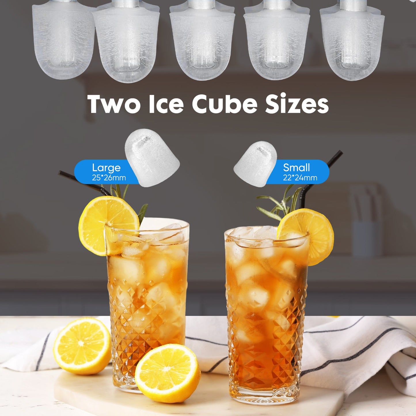 Portable Countertop Ice Maker | 26 lbs/Day, 2 Ice Sizes, Self-Cleaning