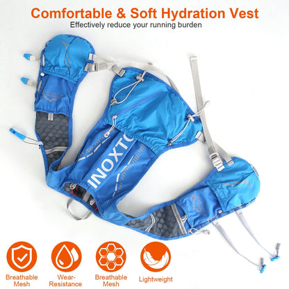 Running Hydration Vest – 5L, 3 Water Bladders, 6 Pockets, Reflective, Adjustable Fit