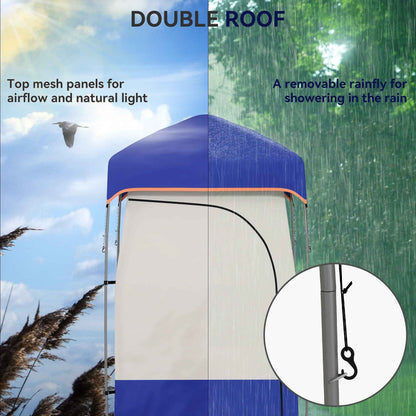 Camping Shower Tent with Solar Shower Bag – Privacy Shelter, Removable Floor