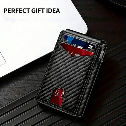 üí•üéÅ Slim Wallet for Men with Pop-Up Aluminum Case, RFID Blocking  Minimalist Leather Bifold Card Holder