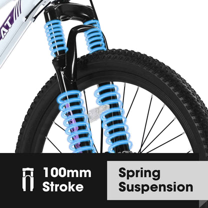 24" Girls & Women's Mountain Bike | Shimano 21-Speed, Dual Disc Brakes & 100mm Suspension
