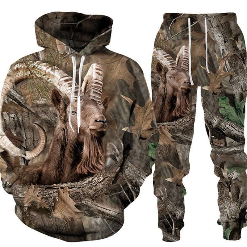3D Animal-Print Hooded Pullover Sweatshirt Set