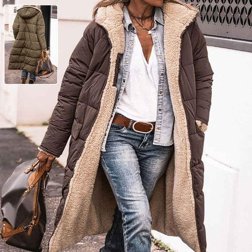 Women's Hooded Long Coat – Casual Winter Outerwear