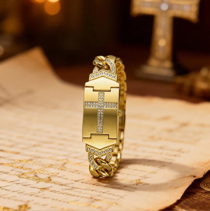 Sparkling Crystal Cross Watch‚ÄîGeometric Rectangular Dial, Premium Metal Strapüíé