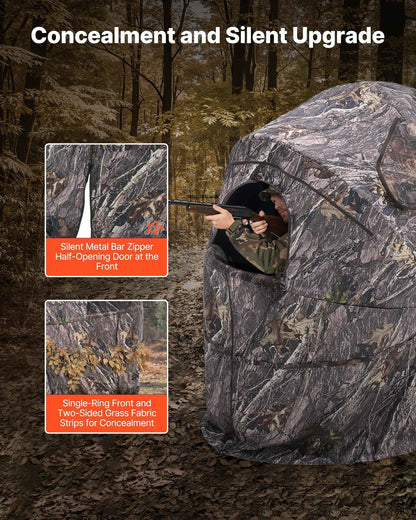 Single Person Hunting Ground Blind – Portable Camouflage Tent for Turkey & Deer
