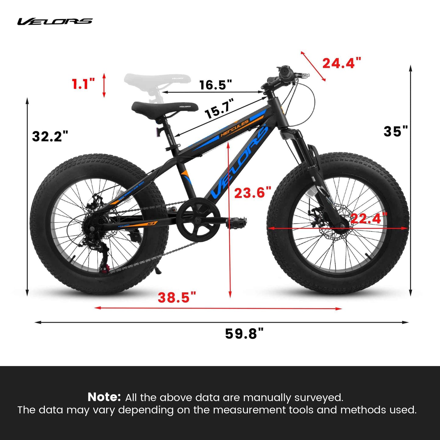 20" Fat Tire Mountain Bike | Full Shimano 7-Speed, Dual Disc Brakes & Front Suspension