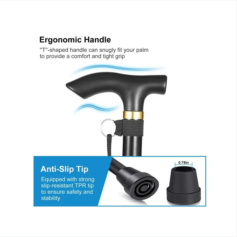 Foldable Aluminum Walking Cane – Adjustable Height, Lightweight & Anti-Slip