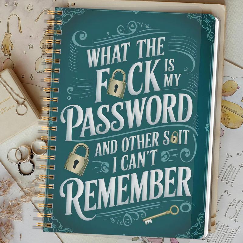 üìÖFunny Password Notebook - Spiral Bound with Lock Icons & Funny Security Phrases‚úçÔ∏è