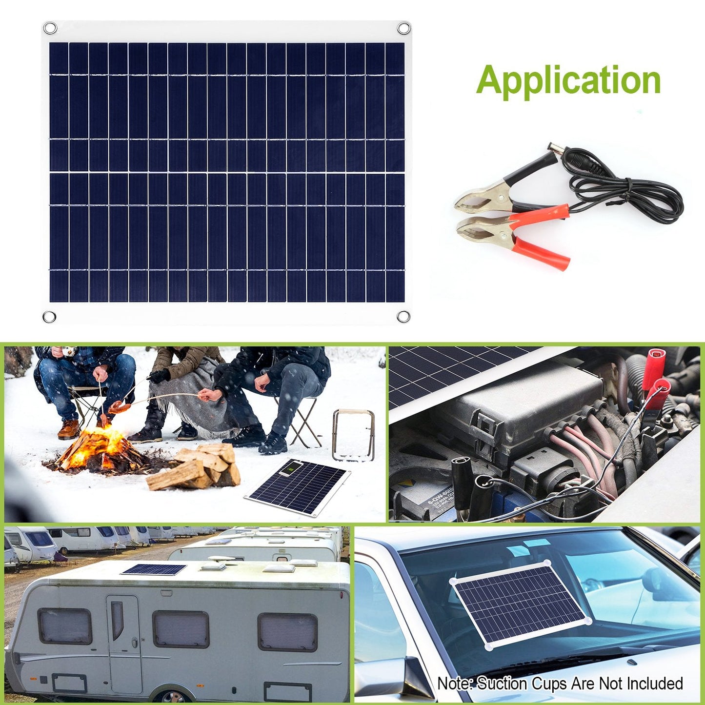 25W Flexible Solar Panel Charger – IP68 Waterproof, 12V with Dual USB Ports for RV, Car, Boat & Camping