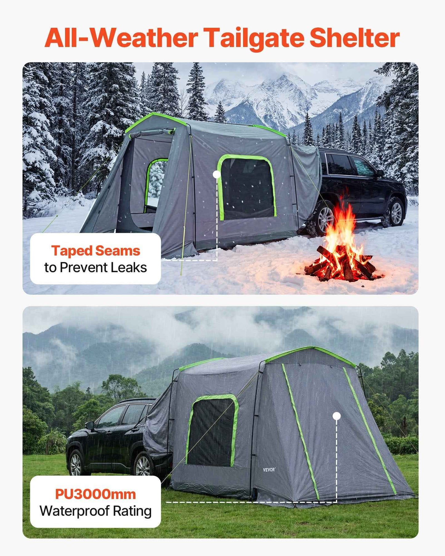 SUV Tailgate Tent | 10.6x8 FT All-Season Camp Shelter for 5-9 People