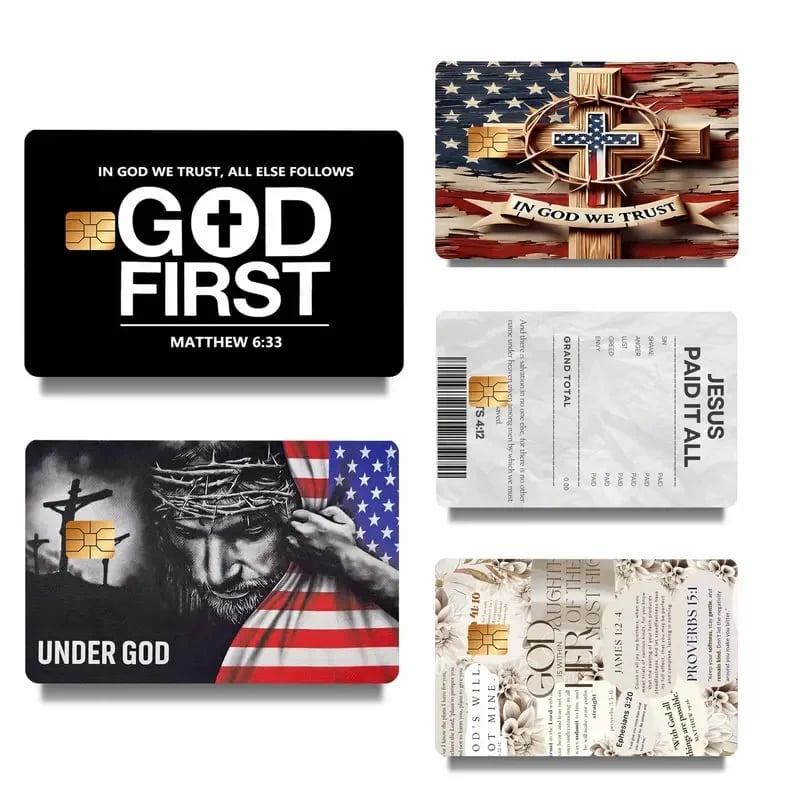 üí≥‚úùÔ∏è Faith & Patriot Card Sticker Set ‚Äì Inspirational Credit Card Stickers with Cross & Scripture Designs