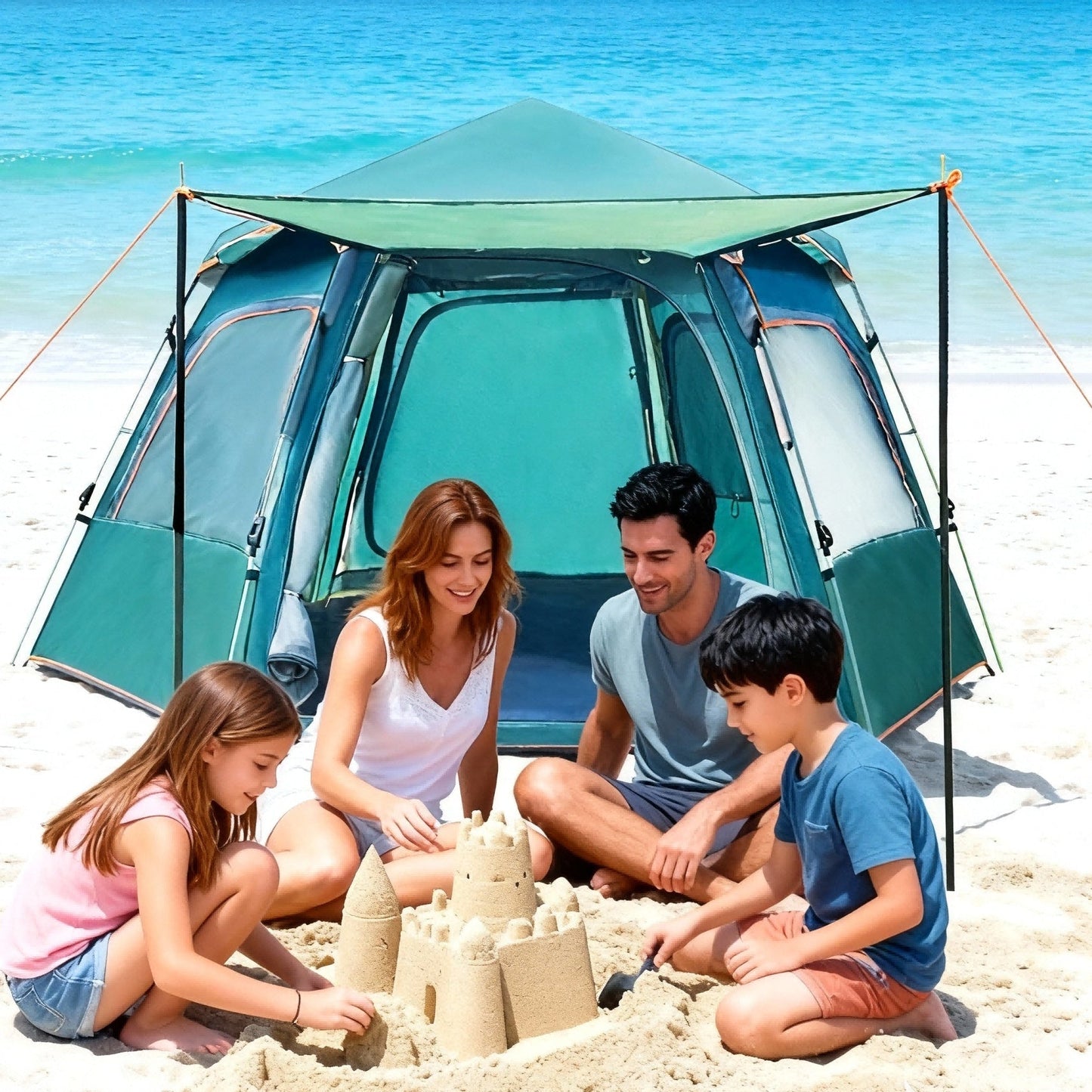 4–6 Person Pop-Up Family Camping Tent – 30-Second Setup, 9.2ft Starlight Mesh Roof & 1500mm Waterproof