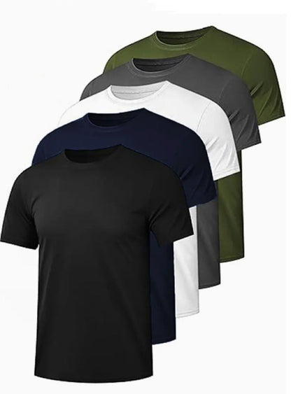 Men's Letter Print Crew Neck Short-Sleeve T-Shirt 5-Pack