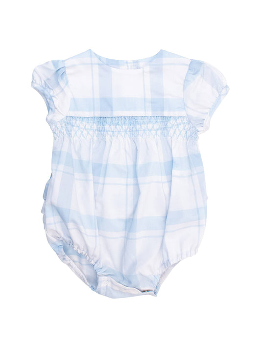Baby Girls Smocked Puff Sleeve Romper with Stripes