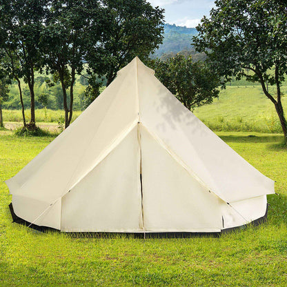 10-Person Mongolian Yurt Camping Tent – Waterproof 210D Polyester with 4 Mesh Vents | Beige