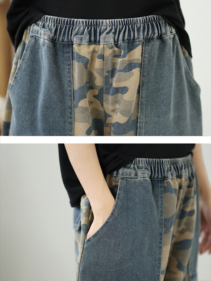 Women's Summer Retro Cool & Comfy Multi-Pockets Printed Bottom