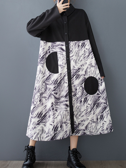 Chic Lapel Collar Women's A Line Dress | Eva Trends
