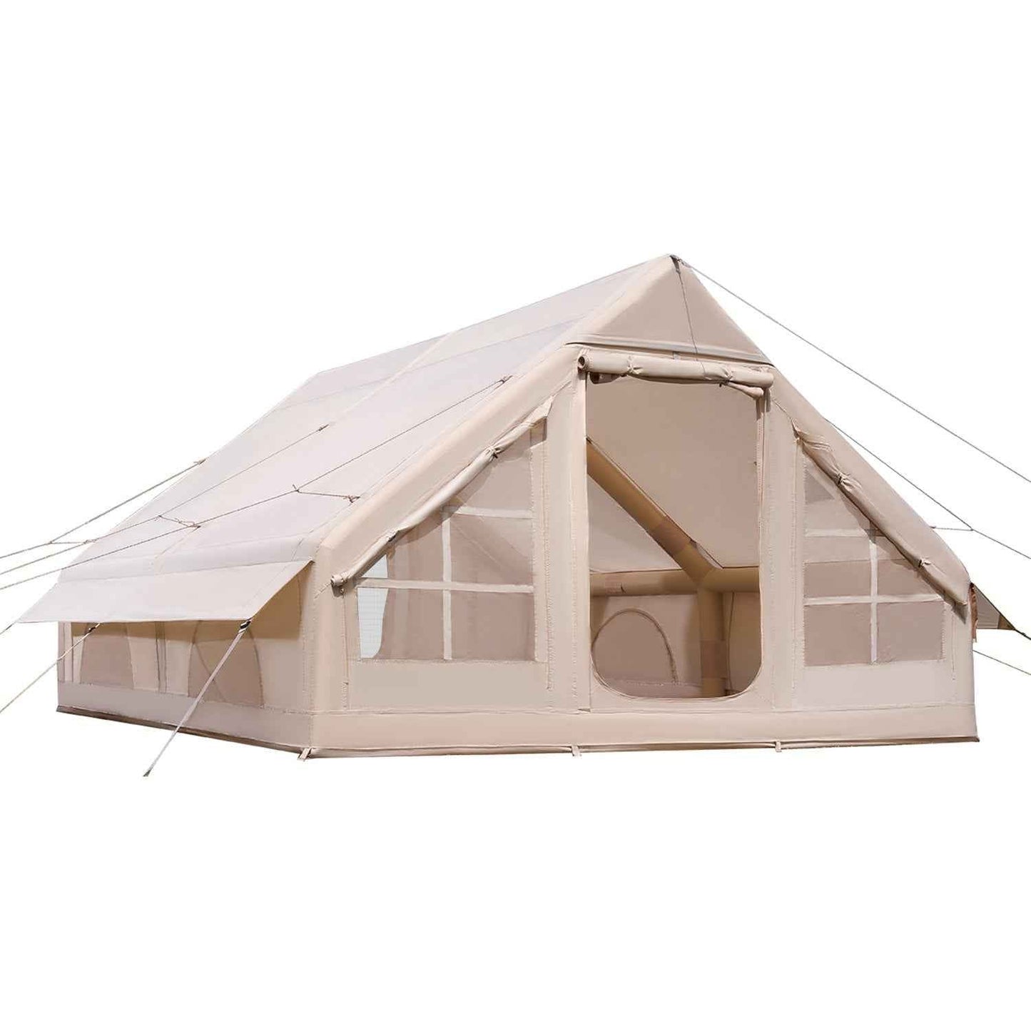5–8 Person Inflatable Glamping Tent – 300D Oxford Blow-Up Tent with Stove Jack, Hand Pump & Carry Bag