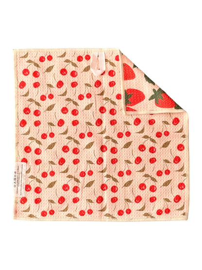 Berries & Cherries: Reversible Washcloth: Cream / 12x12 in / Washcloth