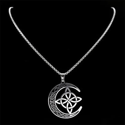 üßöCeltic Knot Crescent Steel Pendant Necklace‚ú®