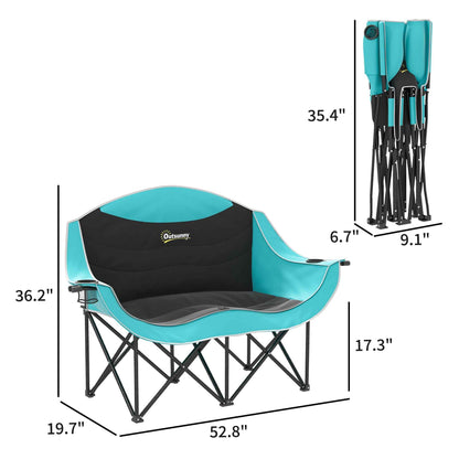 Double Camping Chair with Armrests & Cup Holders – 551 lb. Capacity, Foldable