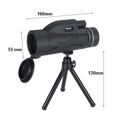 80x40 Portable Monocular Telescope – BAK4 Roof Prism, Phone Clip & Low-Light Vision