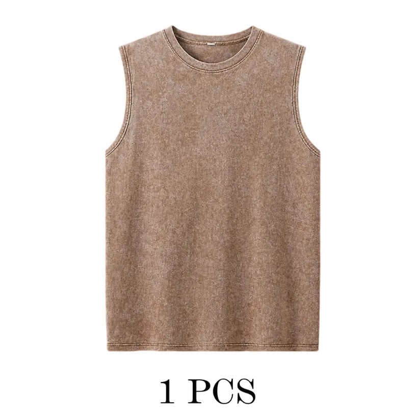 ‚ö° Hot Sales  üî• 4-Pack Men's Washed Sleeveless Vest ‚Äì Heavyweight Cotton, Acid Wash, Oversized Gym & Streetwear