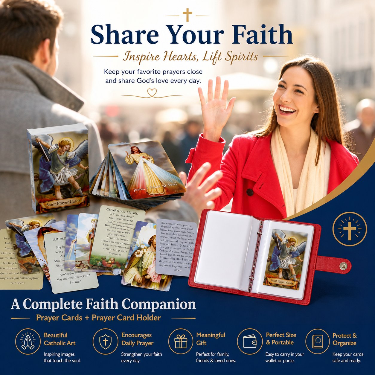 ‚úùÔ∏è Catholic Genuine Leather Holy Card Holder ‚Äì Pocket Prayer Card Organizer with Snap Closure