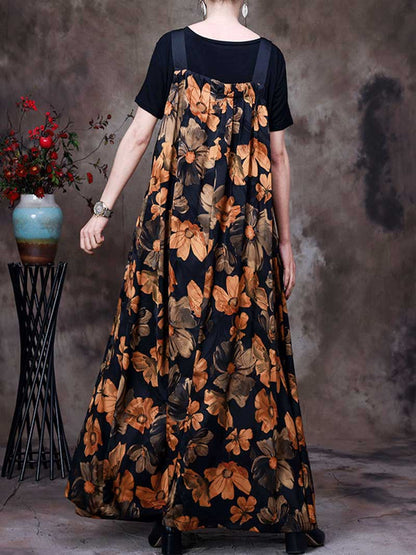 Folaral Pleated Pocket Maxi Salopette Dress | Eva Trends
