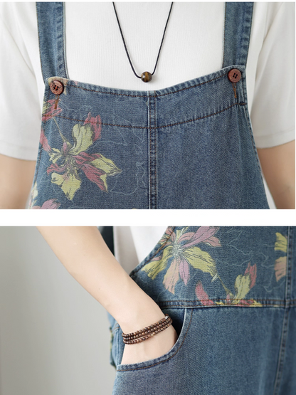 Relaxed Women's Summer Loose Printed Dungarees | EvaTrends