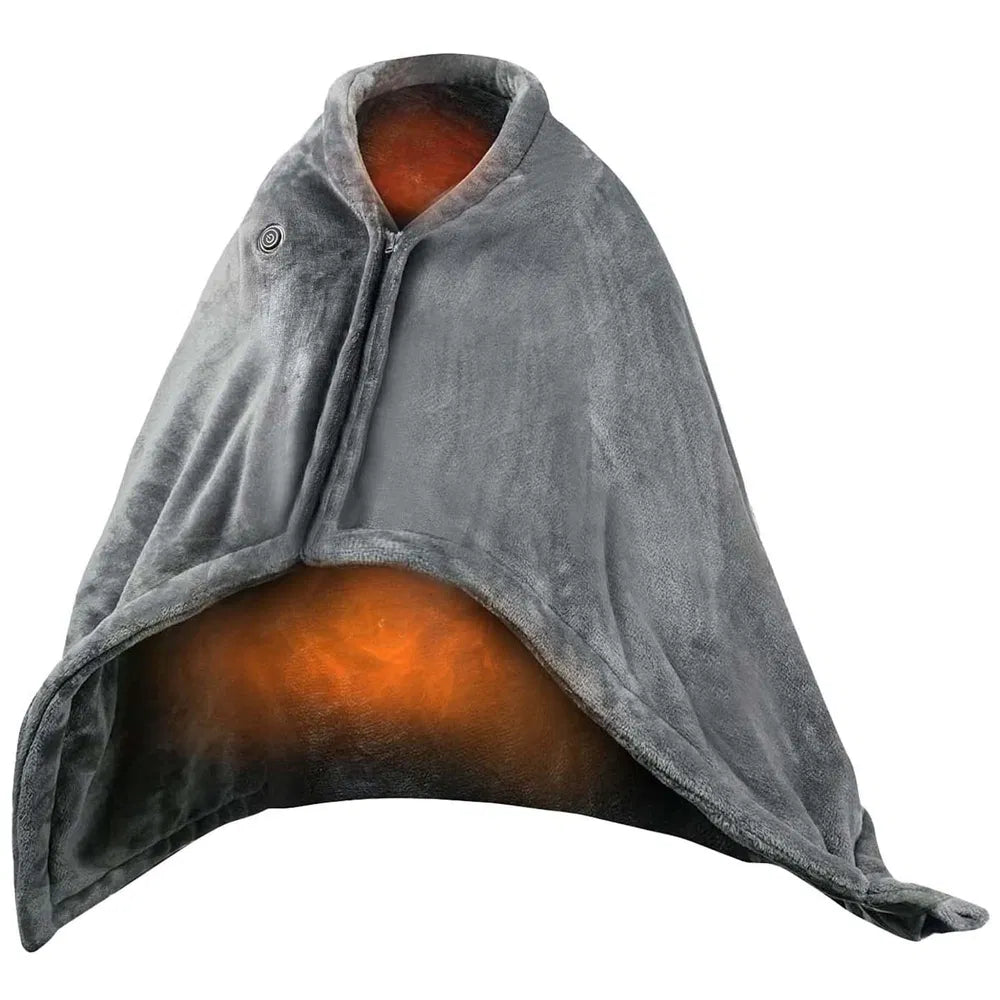 USB Heated Blanket Shawl with Zipper – 8 Heating Zones, 3 Temperature Settings