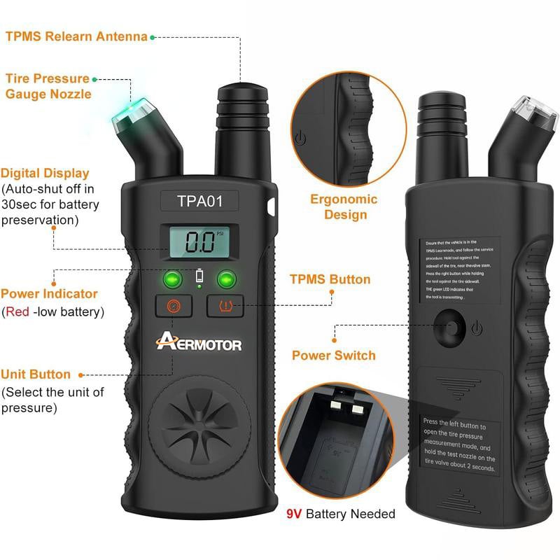 Dailyardtool¬Æ TPMS 2-in-1 Relearn Tool & Digital Tire Pressure Gauge
