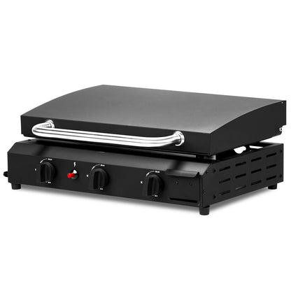 3-Burner Flat Top Gas Griddle Cooking Station – Ceramic Non-Stick, 23" Surface