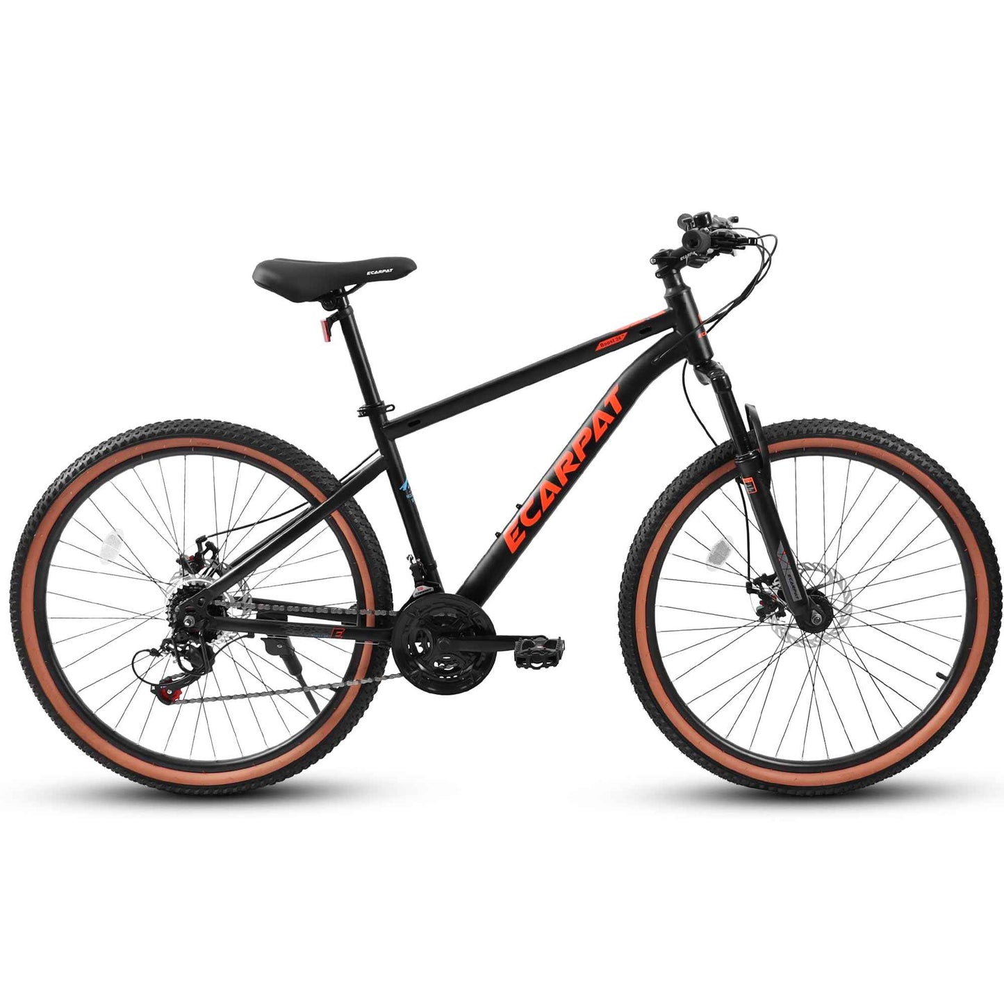 24" Teen Mountain Bike | 21-Speed, Disc Brakes, Front Suspension & Brown Edge Tires