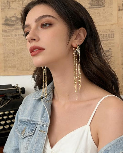 üî•Limited Time 40% Off‚ú®14K Gold Plated Long Tassel Earrings for Women